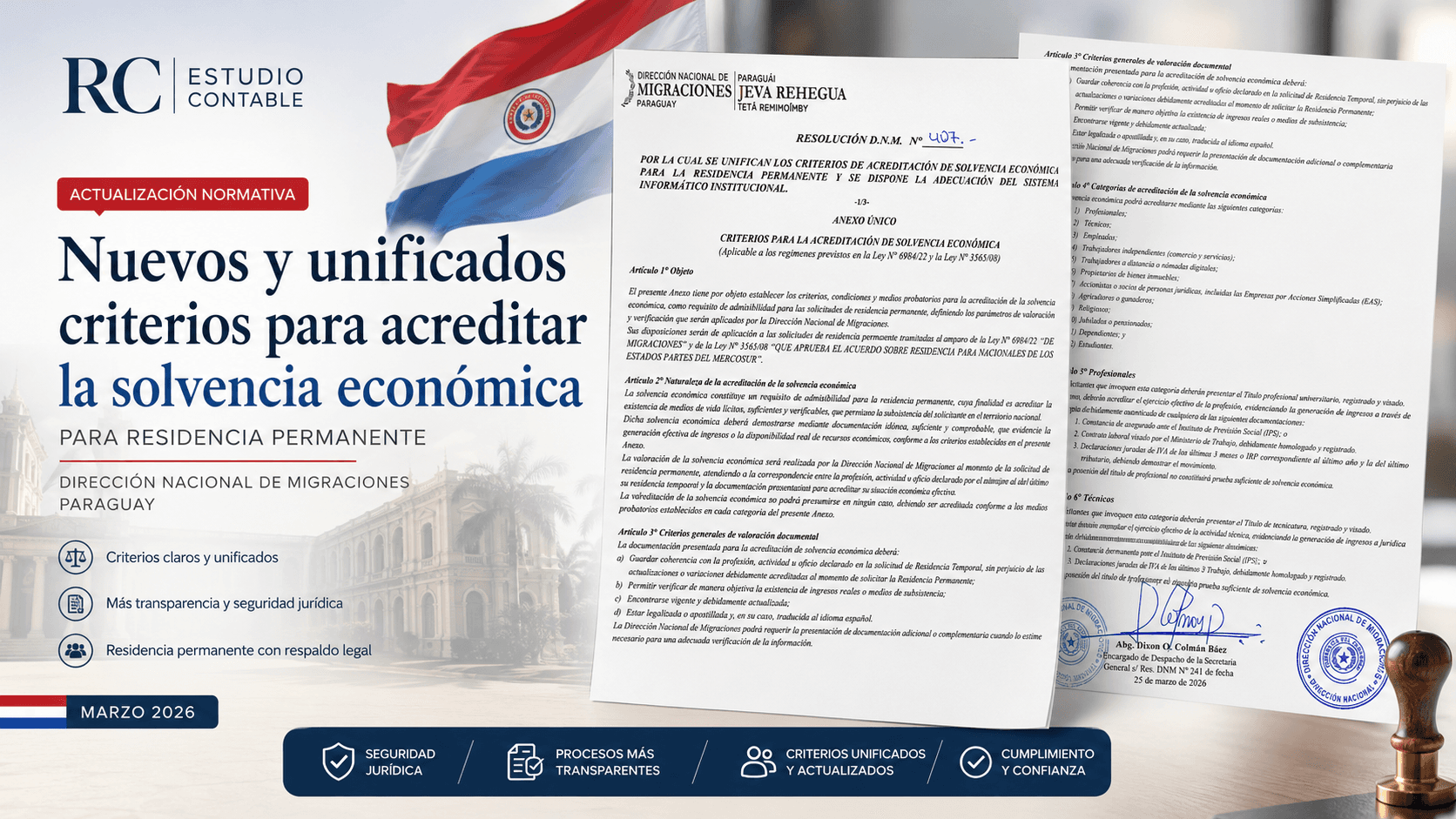 Solvencia económica para residencia permanente en Paraguay: nuevos criterios de Migraciones 2026